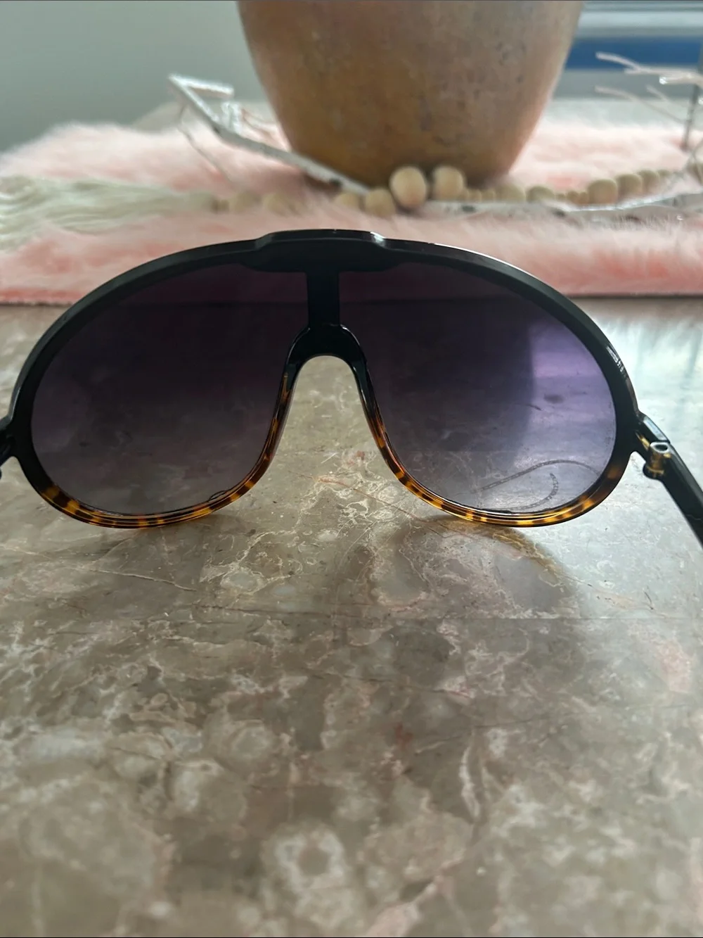 Brand new Oversized Shield Sunglasses in Tortoiseshell and Black